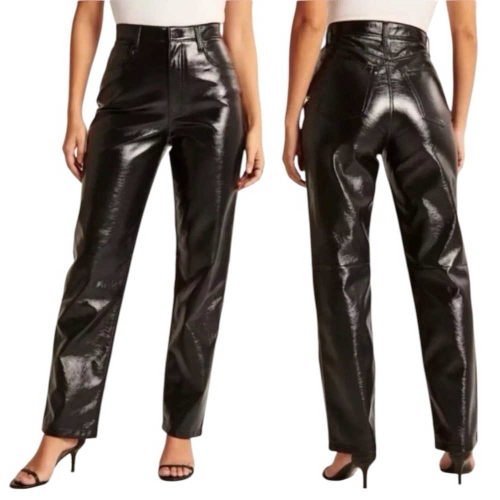 Abercrombie and Fitch 90s straight High rise faux leather pants